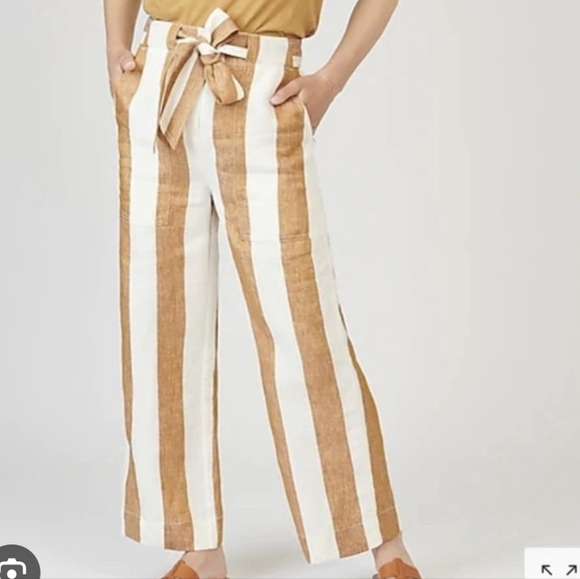 J. Crew Pants - NWT! J crew High tie waist wide leg linen pants. Size 16.